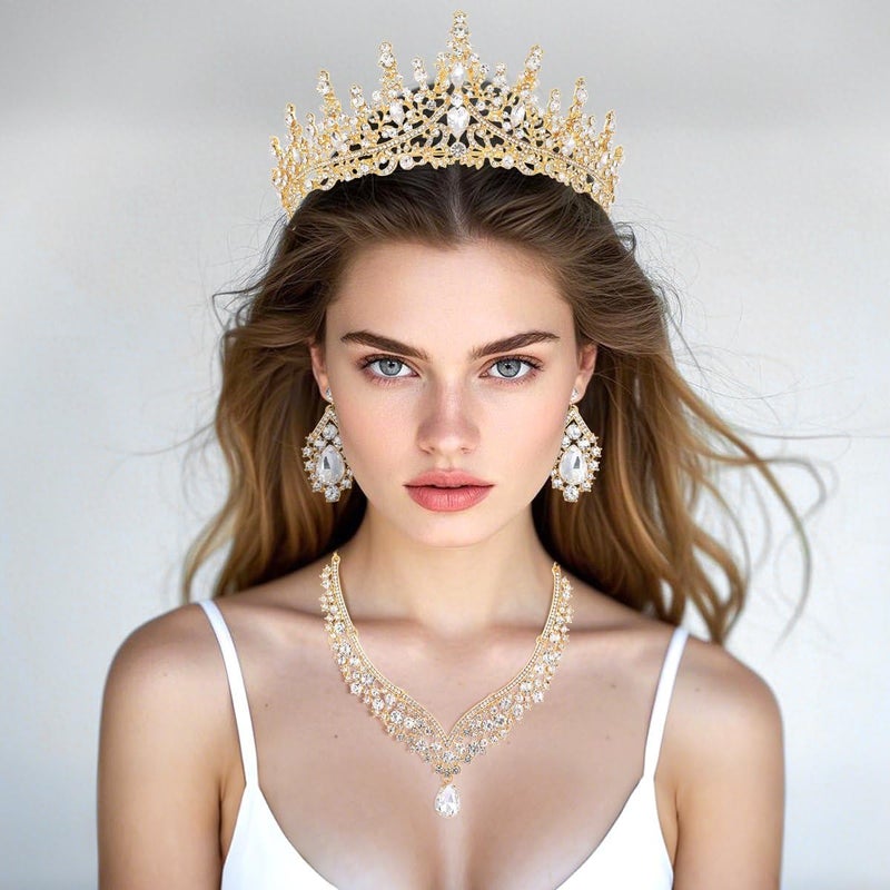 Kamirola Tiaras and Crowns for Women,Tiaras Earrings Necklace, Crystal Bridal Jewelry Set, Costume Party Halloween Prom Pageant Jewelry for Women (TR28) - Image 4